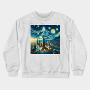 Dubai, United Arab Emirates, in the style of Vincent van Gogh's Starry Night Crewneck Sweatshirt